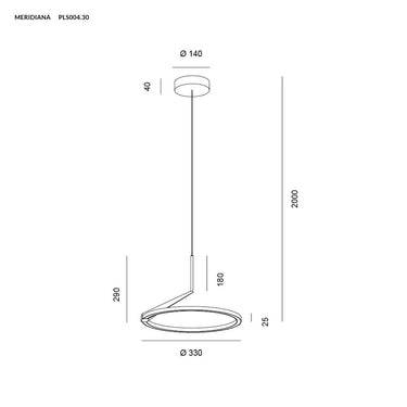MERIDIANA sospensione 17W nero dimmerabile Vivida plus Lampade a sospensione